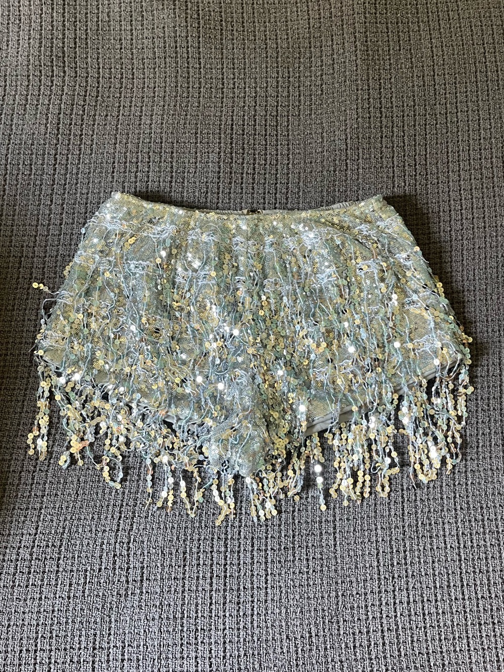 Hot Sequin Silver Glitter Bootie Shorts Size L 12/14